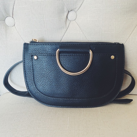 Zara Handbags - ZARA Black Leather Waist Bag